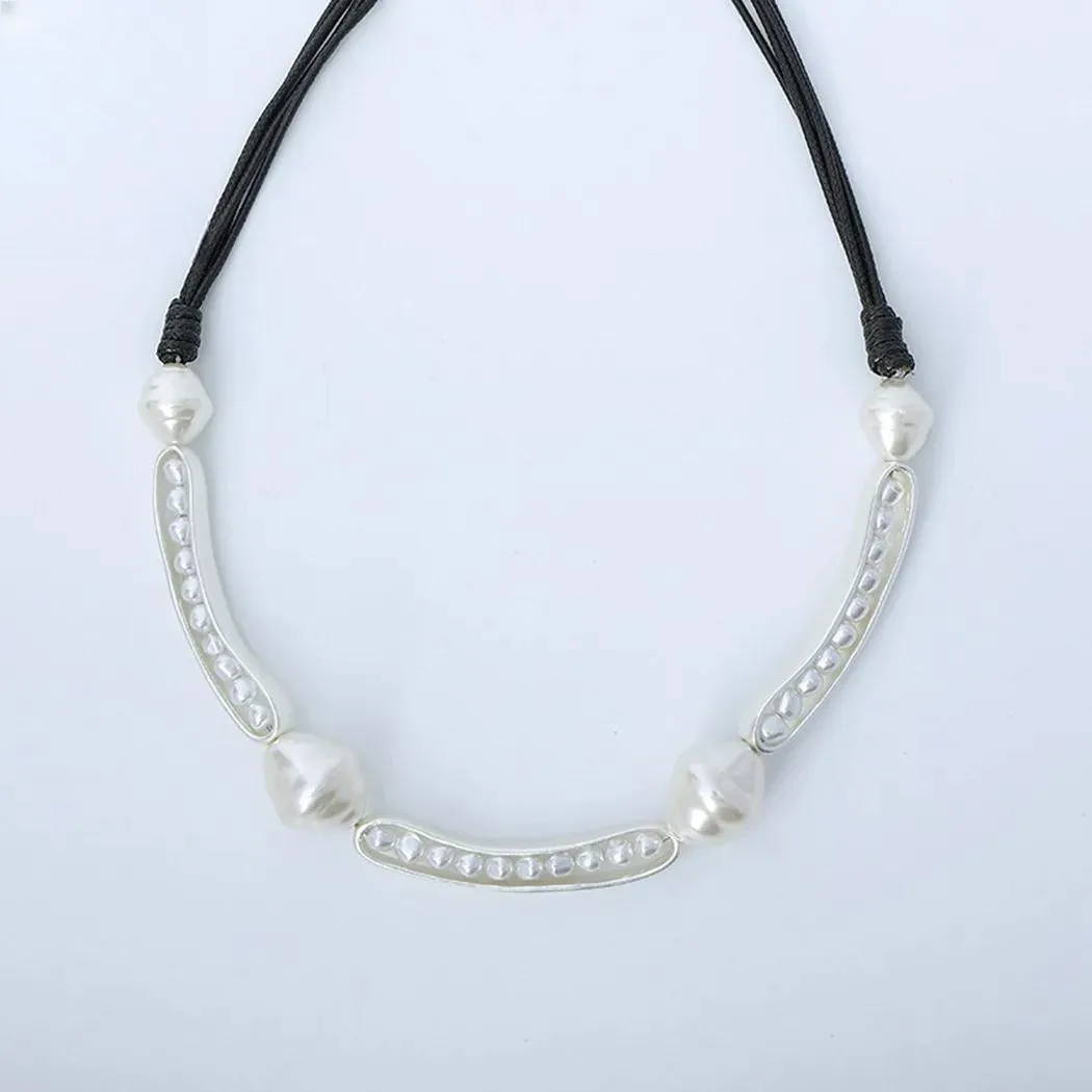 Fashion Silver Color Collares Choker Necklace with Beads Goth Jewelry for Women