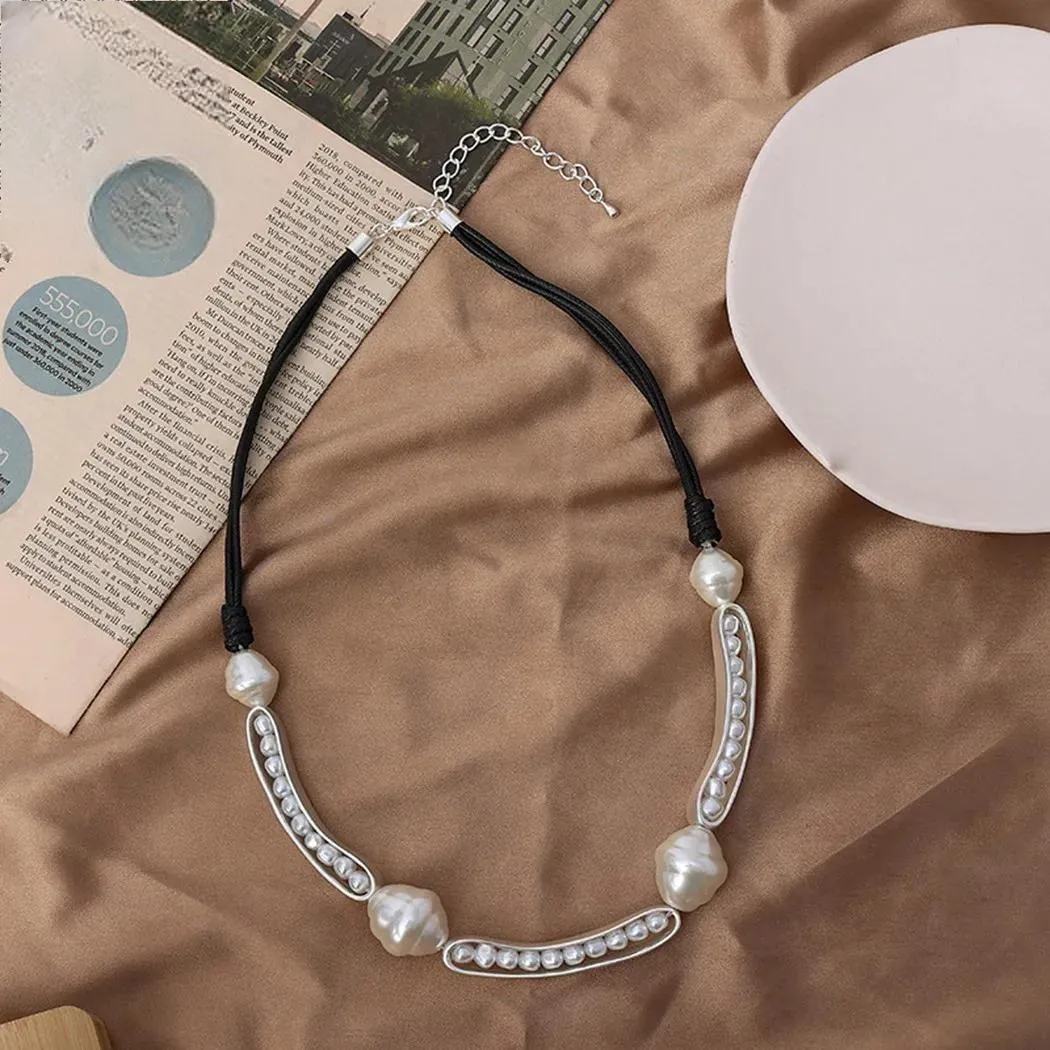 Fashion Silver Color Collares Choker Necklace with Beads Goth Jewelry for Women