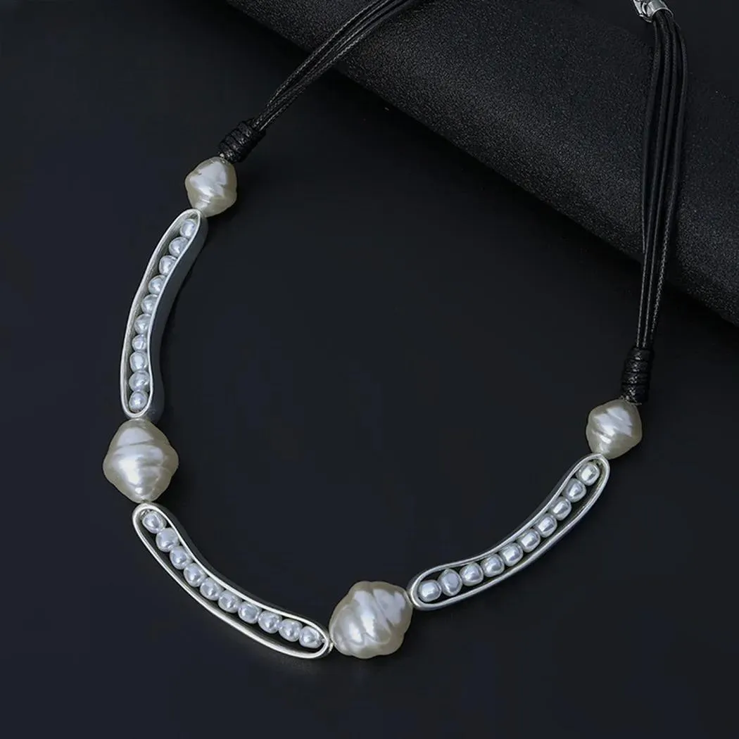 Fashion Silver Color Collares Choker Necklace with Beads Goth Jewelry for Women