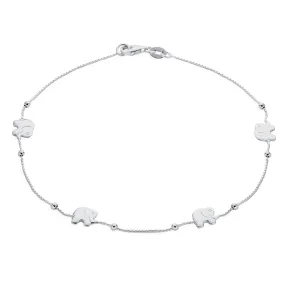 Five Multi ZOO Animal Lucky Beads Elephant Charms Anklet Ankle Bracelet Silver 910 Inch