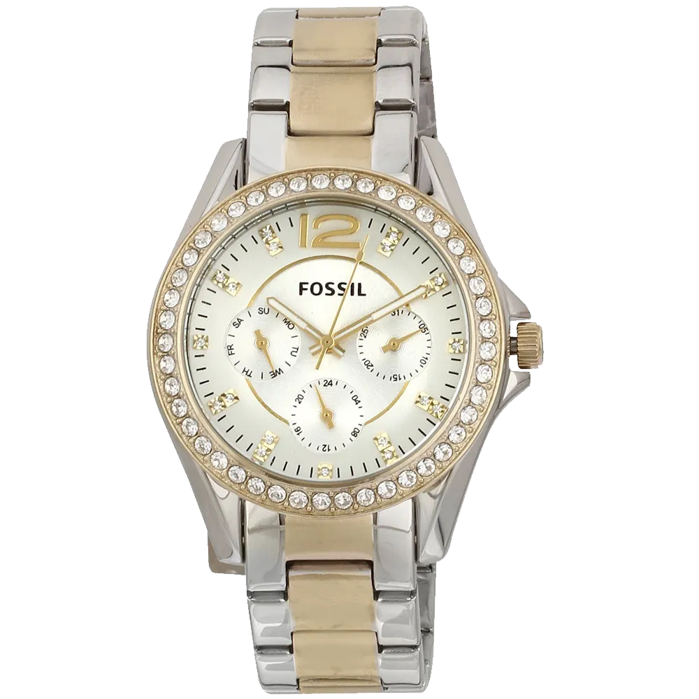Fossil Women's ES3204 Riley Silver and Gold Tone Watch