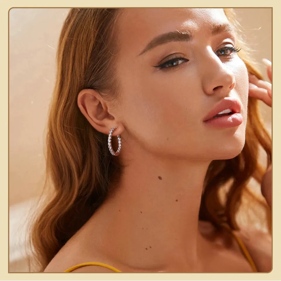 Fully Inlaid Luxury Big Halo Hoop Earrings with Crystals