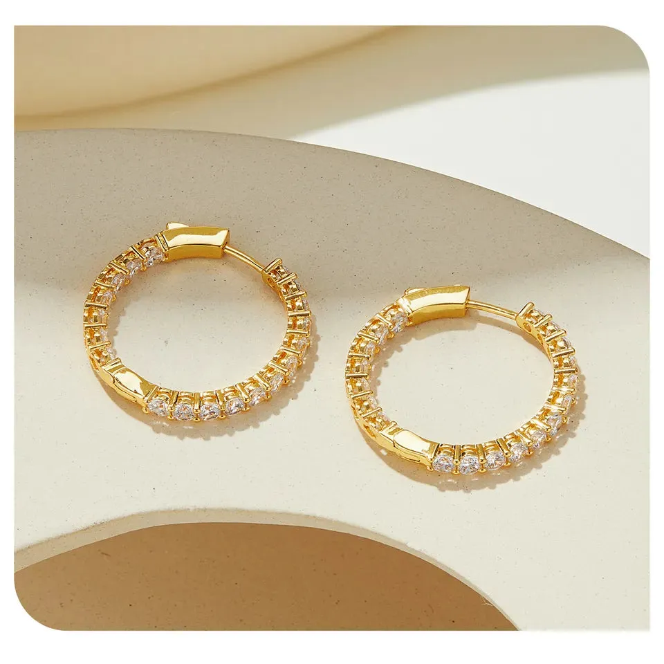 Fully Inlaid Luxury Big Halo Hoop Earrings with Crystals
