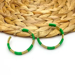Game Day Glam Colored Hoop Earrings in Green and Gold