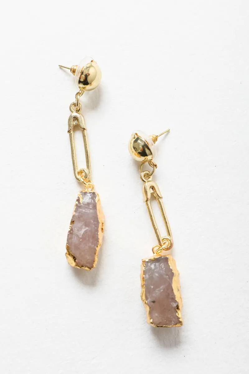 Gemstone Pin Drop Fashion Earrings