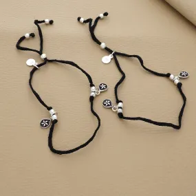 Glistening Cute Charm Silver Thread Anklet (Pair)