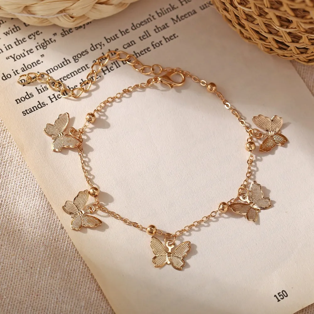 Gold Color Butterfly Anklet Stainless Steel Ankle