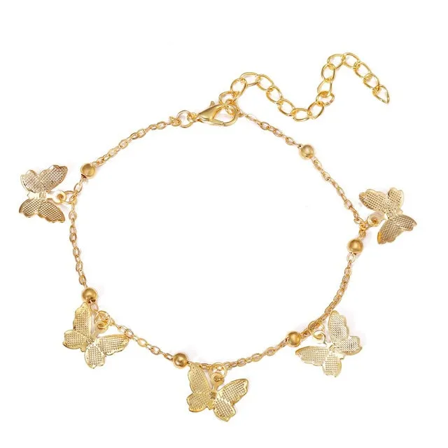 Gold Color Butterfly Anklet Stainless Steel Ankle