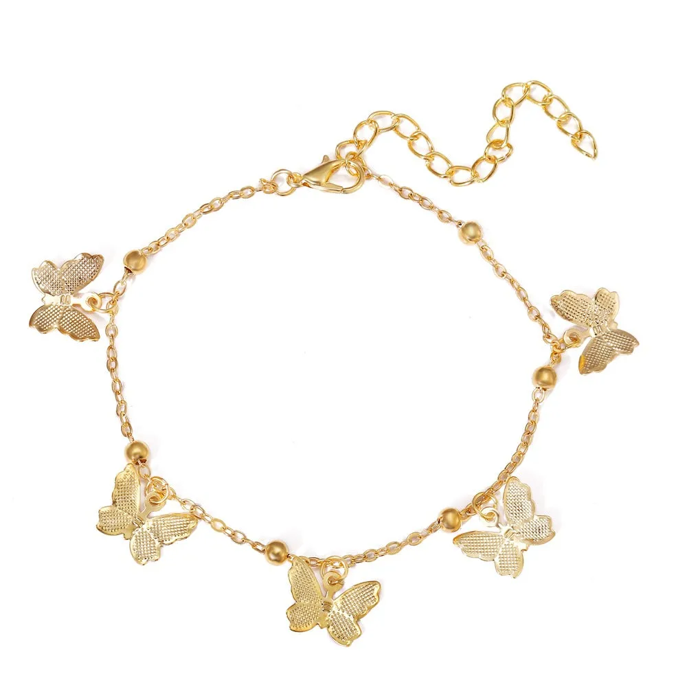 Gold Color Butterfly Anklet Stainless Steel Ankle