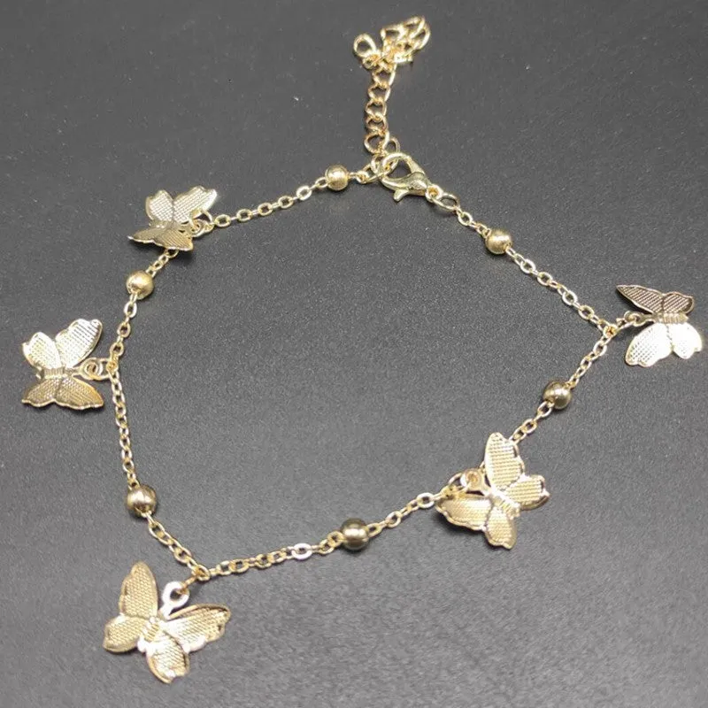 Gold Color Butterfly Anklet Stainless Steel Ankle