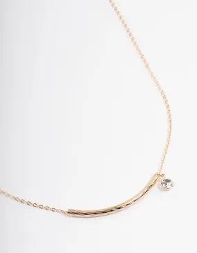Gold Curve Bar & Diamante Necklace