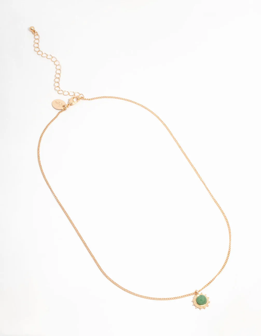 Gold Green Aventurine Sunburst Pendant Necklace