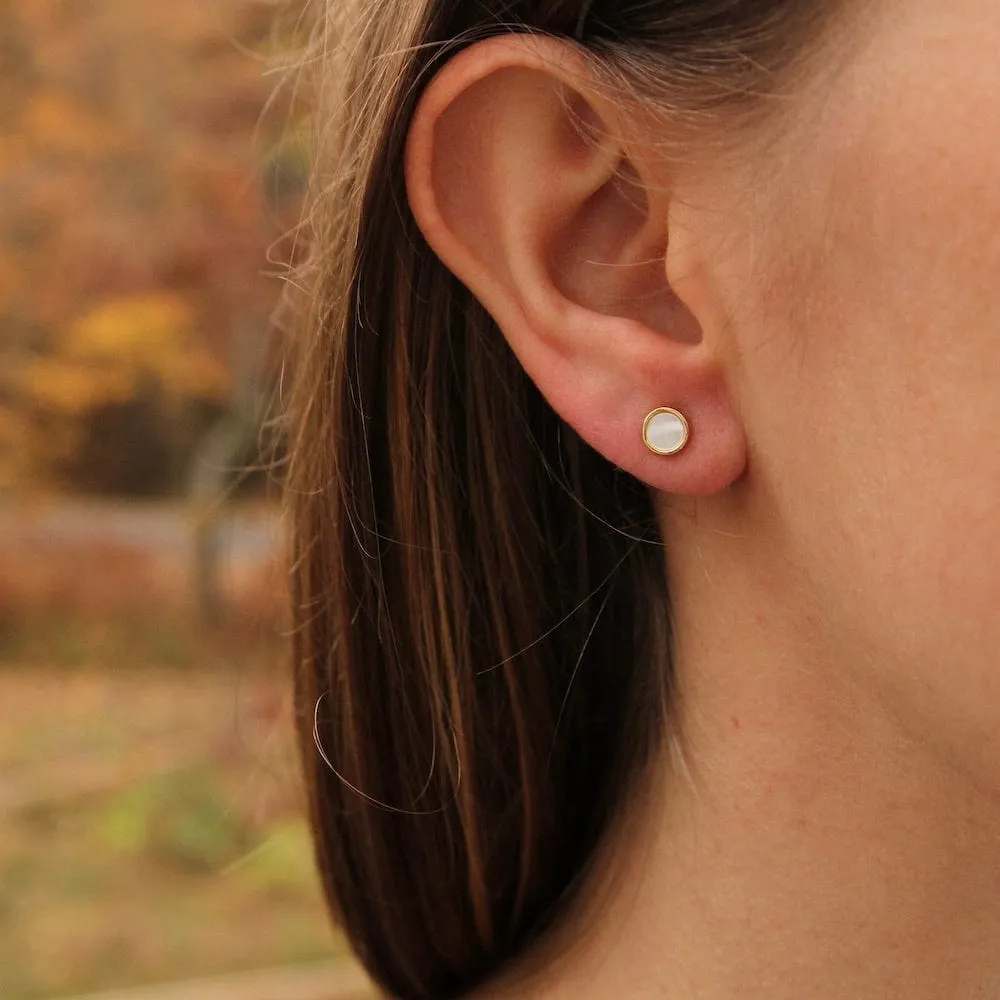 Gold Mother Of Pearl Disc Ear Jackets