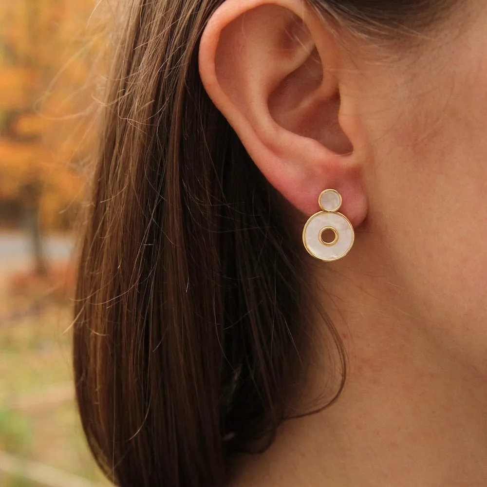 Gold Mother Of Pearl Disc Ear Jackets