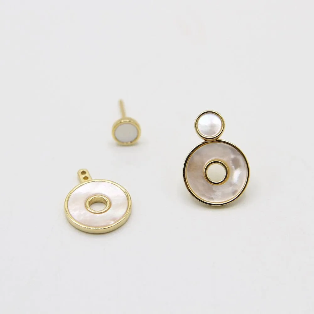 Gold Mother Of Pearl Disc Ear Jackets