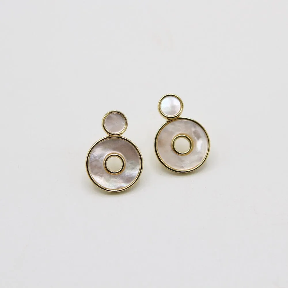 Gold Mother Of Pearl Disc Ear Jackets