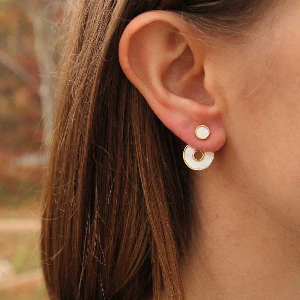 Gold Mother Of Pearl Disc Ear Jackets