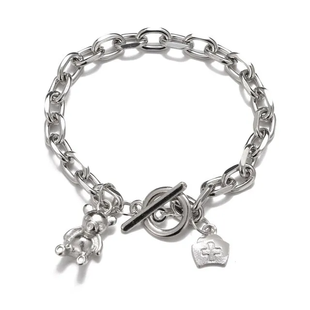 Gothtic Silver Color Anklet Cross Women Men Chain Ankle Bracelet