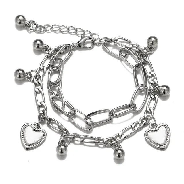 Gothtic Silver Color Anklet Cross Women Men Chain Ankle Bracelet