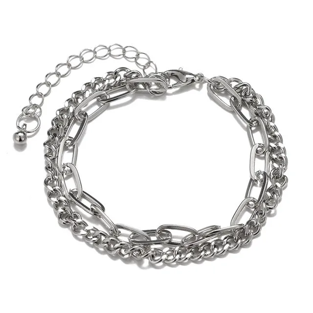 Gothtic Silver Color Anklet Cross Women Men Chain Ankle Bracelet