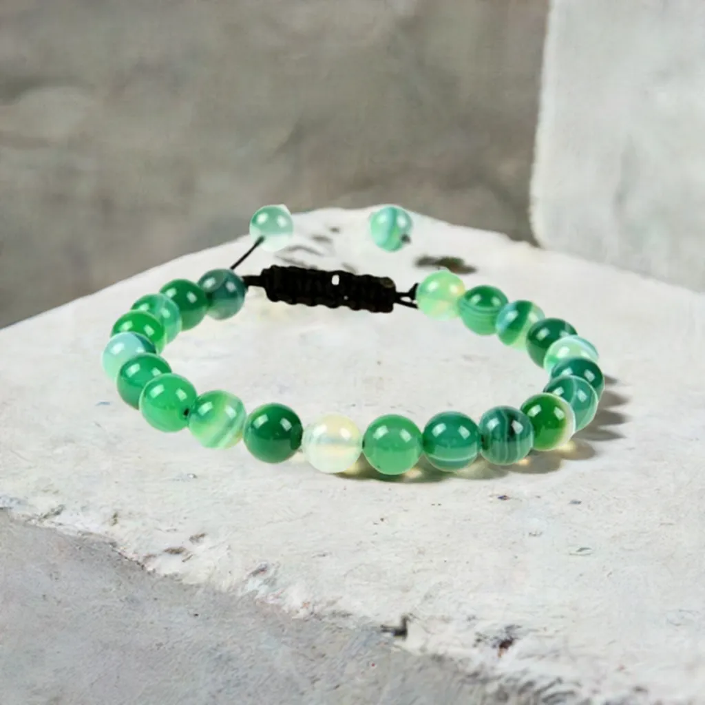 Green Agate Adjustable Rope Bracelet | Balance, Healing & Energy Alignment