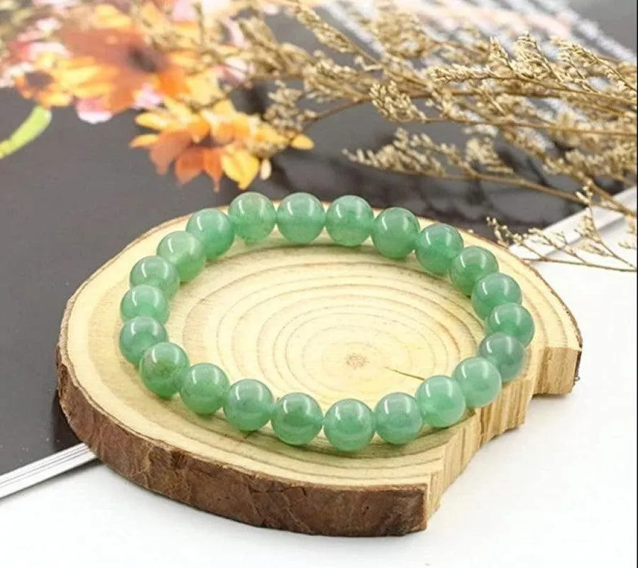 Green Aventurine Bracelet Natural Crystal Healing Gemstone Bracelet for Men & Women, Lab Certificate, Color Green, Bead Size 8 mm