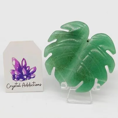 Green Aventurine Monstera Leaf