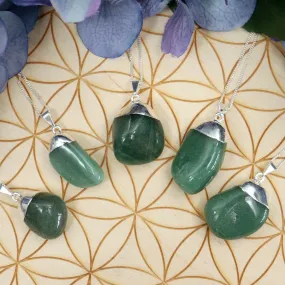Green Aventurine Tumbled Silver-Plated Necklace