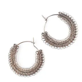 Gypsy hoop earrings, Gray sterling medium hoops