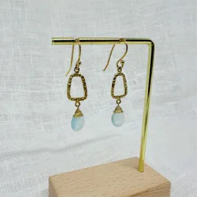 Hammered Gold and Gemstone Dangle Earrings