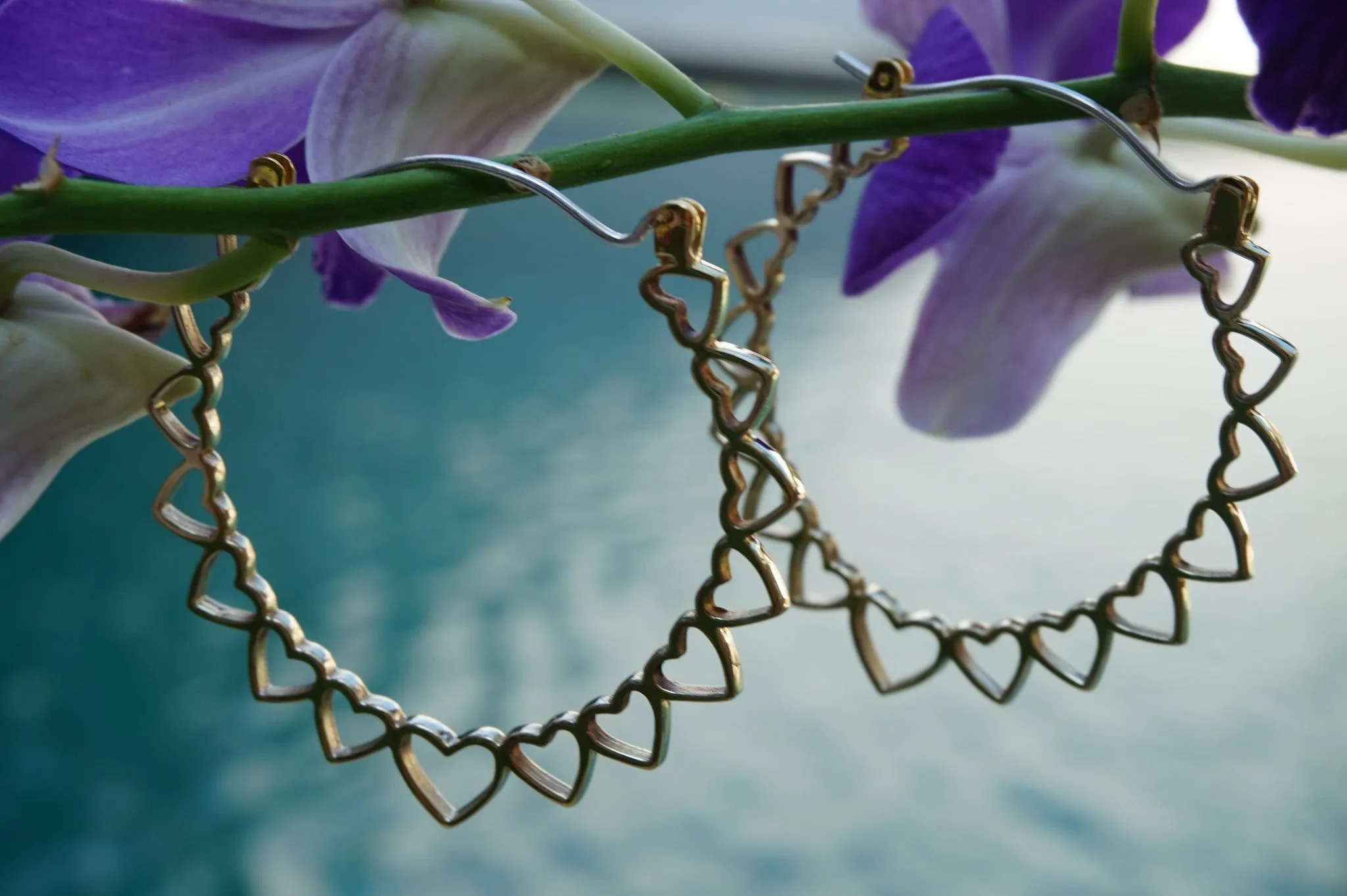 Heart hoop earrings-brass