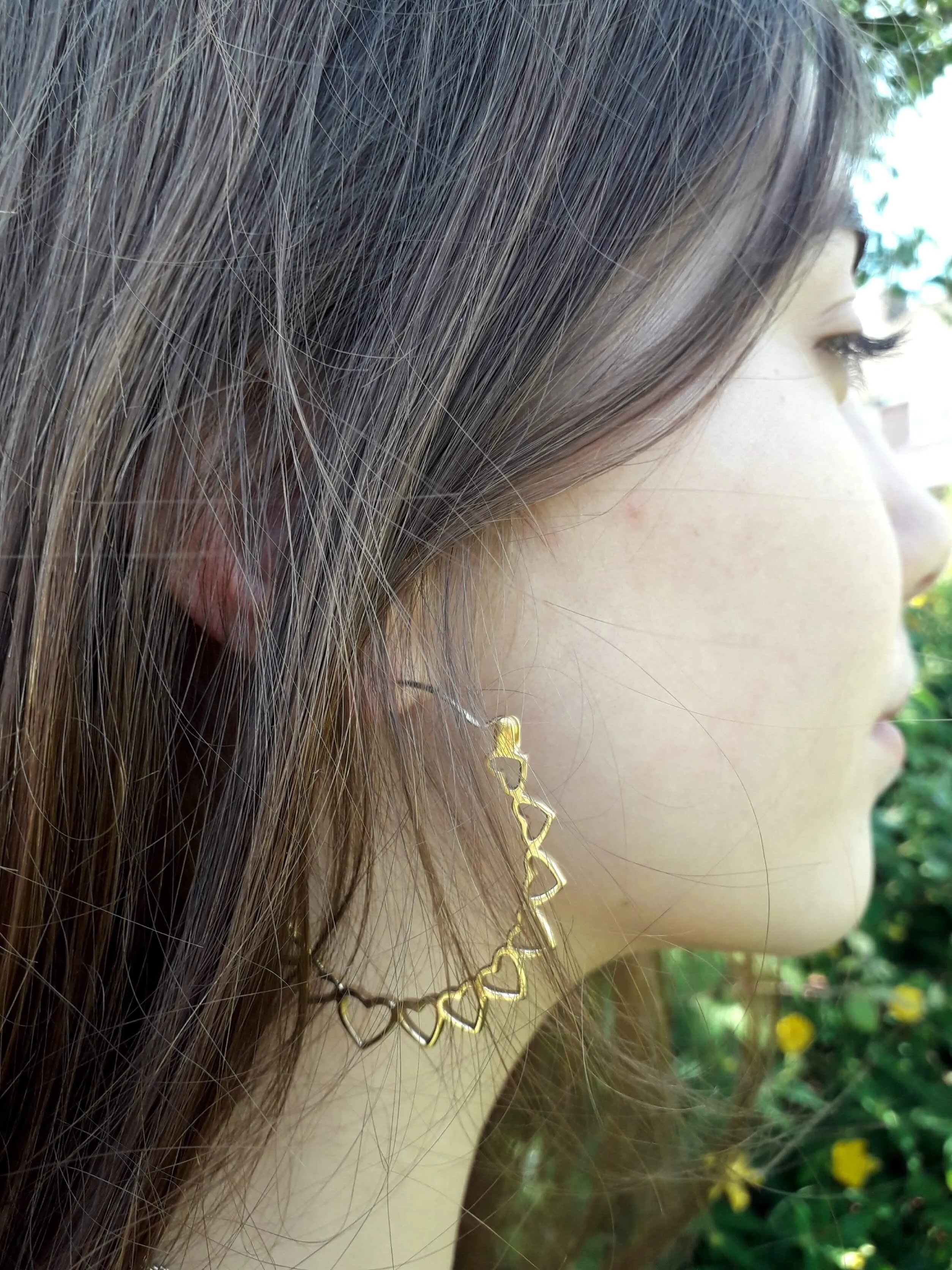 Heart hoop earrings-brass