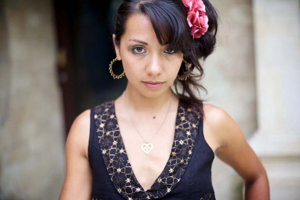 Heart hoop earrings-brass