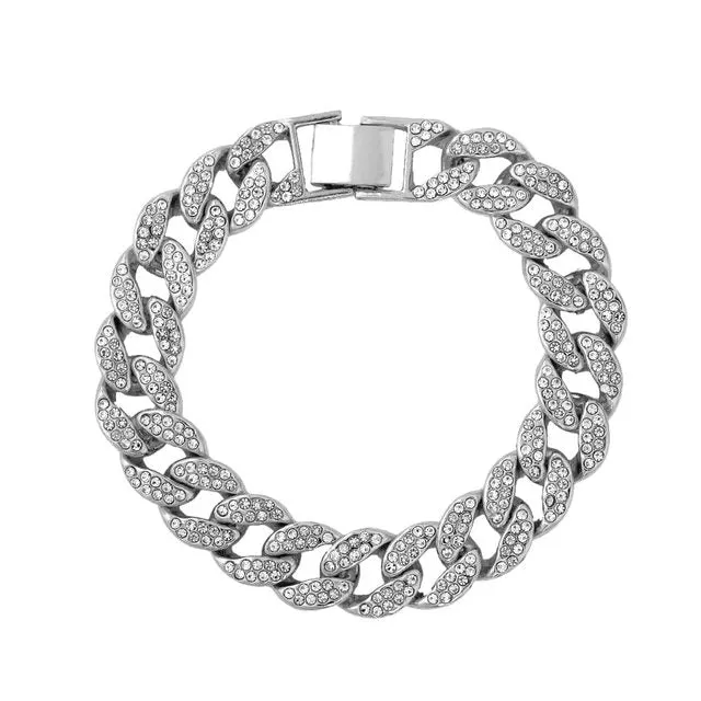Hip Hop Iced Out Cuban Link Chain Anklet Bracelet For Women