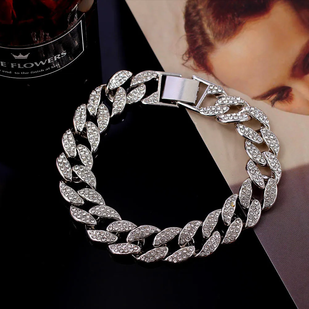 Hip Hop Iced Out Cuban Link Chain Anklet Bracelet For Women