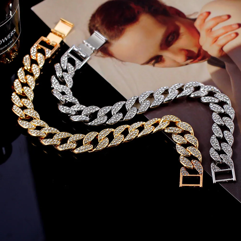 Hip Hop Iced Out Cuban Link Chain Anklet Bracelet For Women