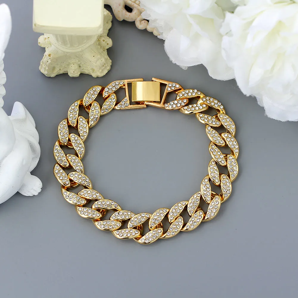 Hip Hop Iced Out Cuban Link Chain Anklet Bracelet For Women