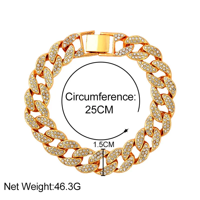 Hip Hop Iced Out Cuban Link Chain Anklet Bracelet For Women