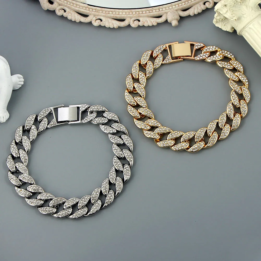 Hip Hop Iced Out Cuban Link Chain Anklet Bracelet For Women