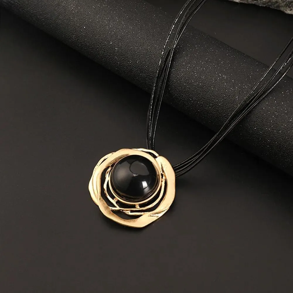 Hollow Out Irregularity Alloy Pendant Necklace Large Bead Choker Necklace