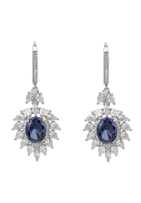 Hyacinth Flower Tanzanite Drop Earrings Silver