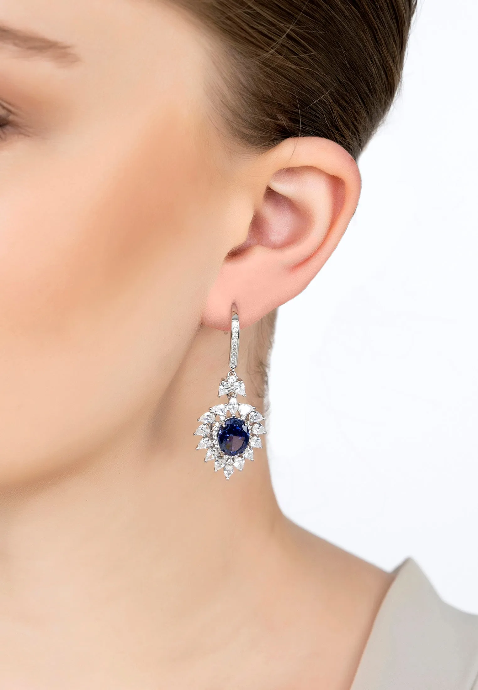 Hyacinth Flower Tanzanite Drop Earrings Silver