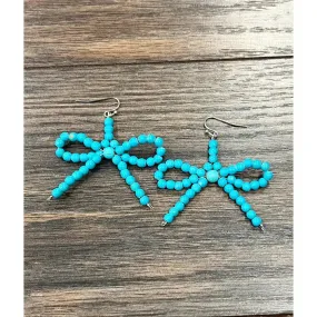 ISAC Trading Turquoise Beaded Ribbon Earrings 726098
