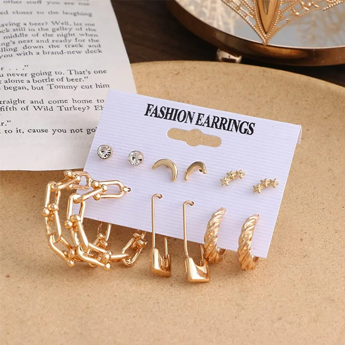 Kairangi Earrings for Women and Girls Fashion Golden Hoops Set | Gold Plated Combo of 6 Pairs Stud Hoop Earring Set | Birthday Gift for girls and women Anniversary Gift for Wife