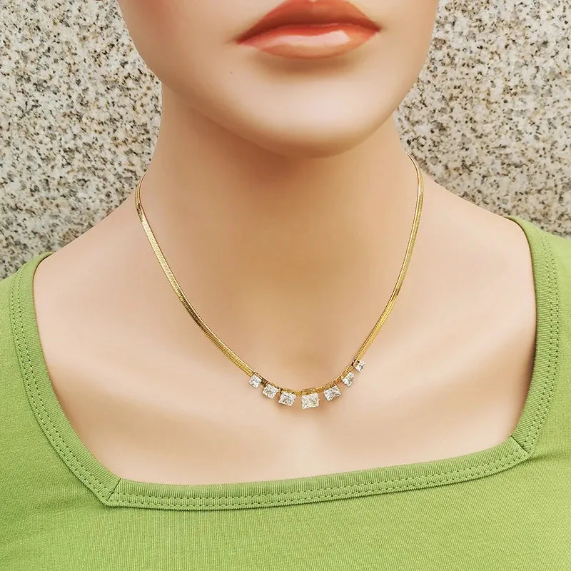 korean fashion Crystal Pendant Stainless Steel Necklaces for Women