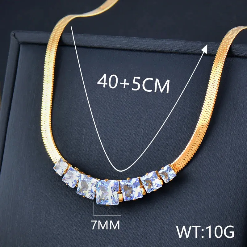 korean fashion Crystal Pendant Stainless Steel Necklaces for Women