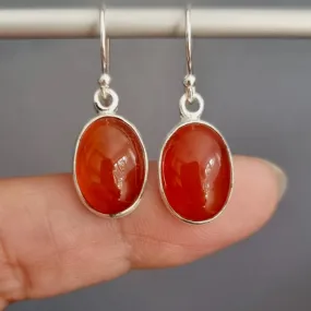 Large Oval Carnelian 925 Sterling Silver Earrings, E2CARN