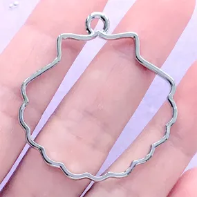 Large Seashell Open Bezel Pendant | Big Sea Shell Deco Frame for UV Resin Filling | Hollow Scallop Shell Charm (1 piece / Silver / 39mm x 41mm)