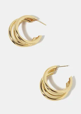 Layered Thick Open Hoop Earrings
