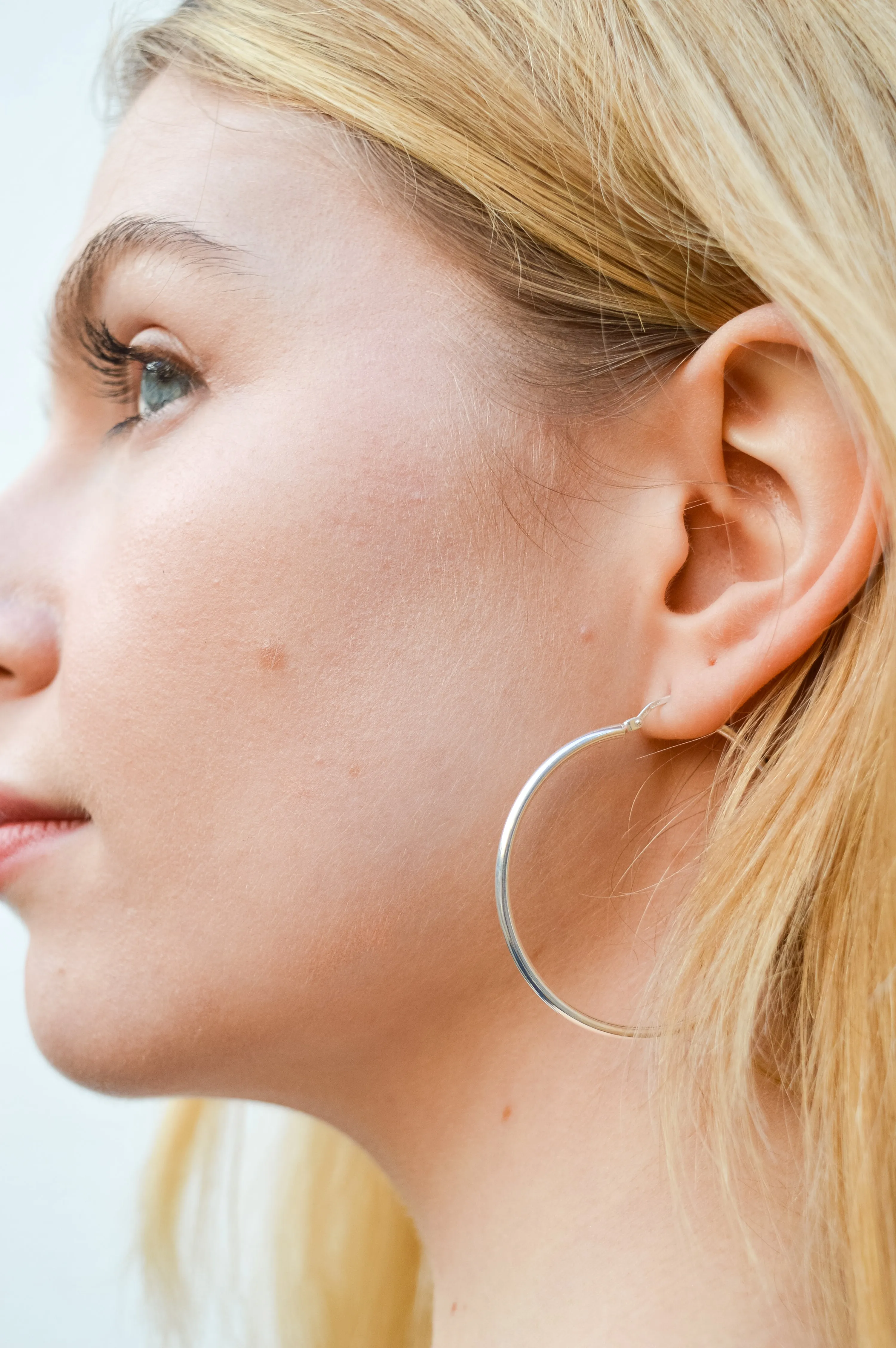 LBJ Plain 40mm Silver Hoop Earrings